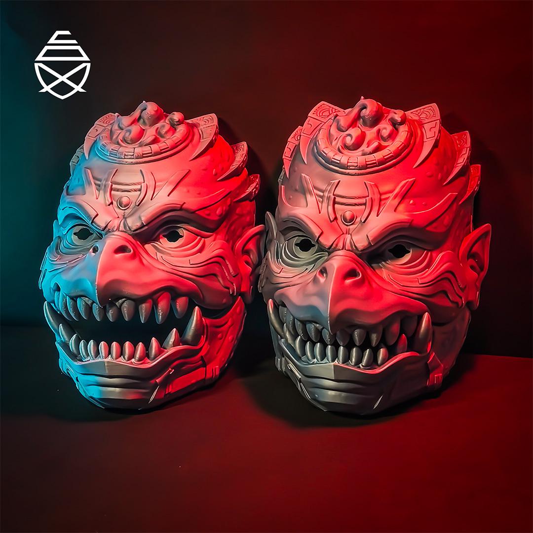 Referans görsel — Kappa Giyilebilir Maske — Oynar Çeneli. Wefty Design'in kendi baskısının fotoğrafı değildir.
