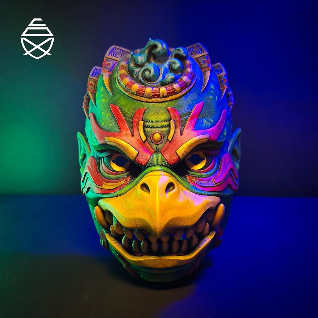 Referans görsel — Kappa Giyilebilir Maske — Oynar Çeneli. Wefty Design'in kendi baskısının fotoğrafı değildir.