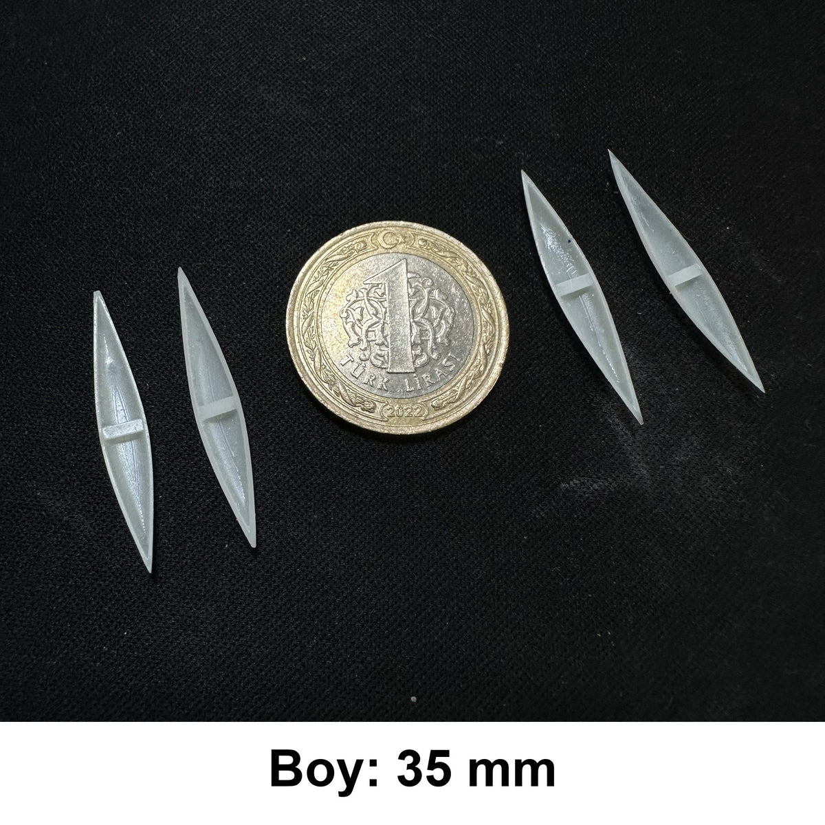 Minyatür Kano No.37 — Wefty baskısı, 1 TL madeni para ile ölçek karşılaştırması (Boy: 35 mm)