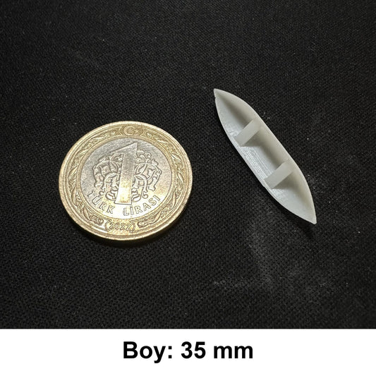 Minyatür Kano No.4 — Wefty baskısı, 1 TL madeni para ile ölçek karşılaştırması (Boy: 35 mm)